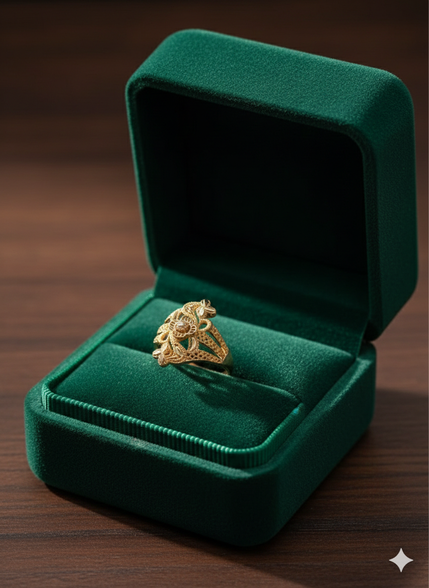The Golden Bloom Filigree Statement Ring