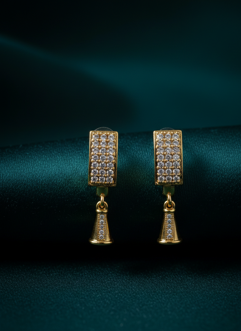 Art Deco Geometric Rectangular & Bell Drop Earrings