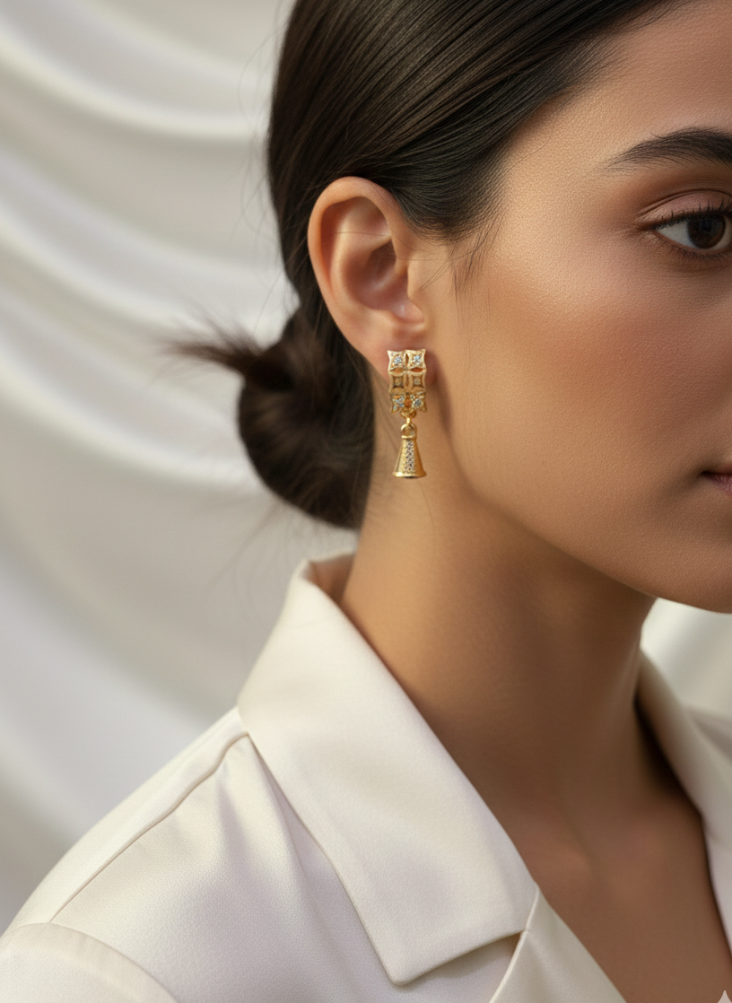 Art Deco-Inspired Geometric Hoop & Tassel Drop Earrings