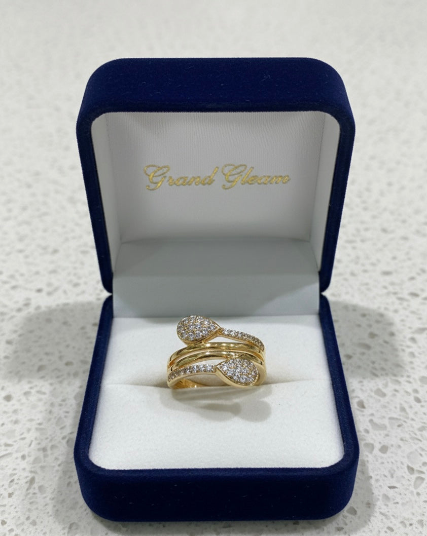 Dual-Headed Serpentine Wrap Ring in 18K Gold Finish