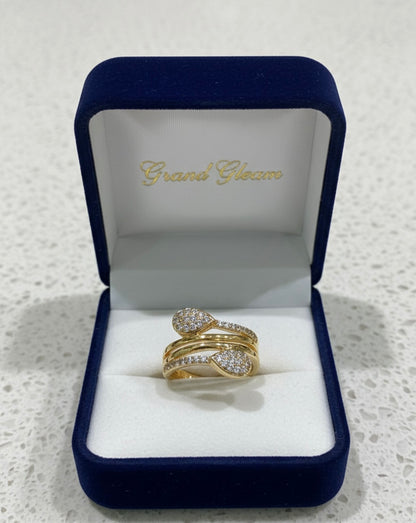 Dual-Headed Serpentine Wrap Ring in 18K Gold Finish