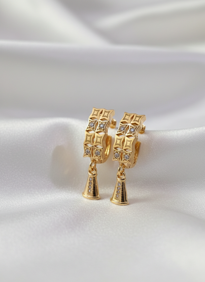 Art Deco-Inspired Geometric Hoop & Tassel Drop Earrings