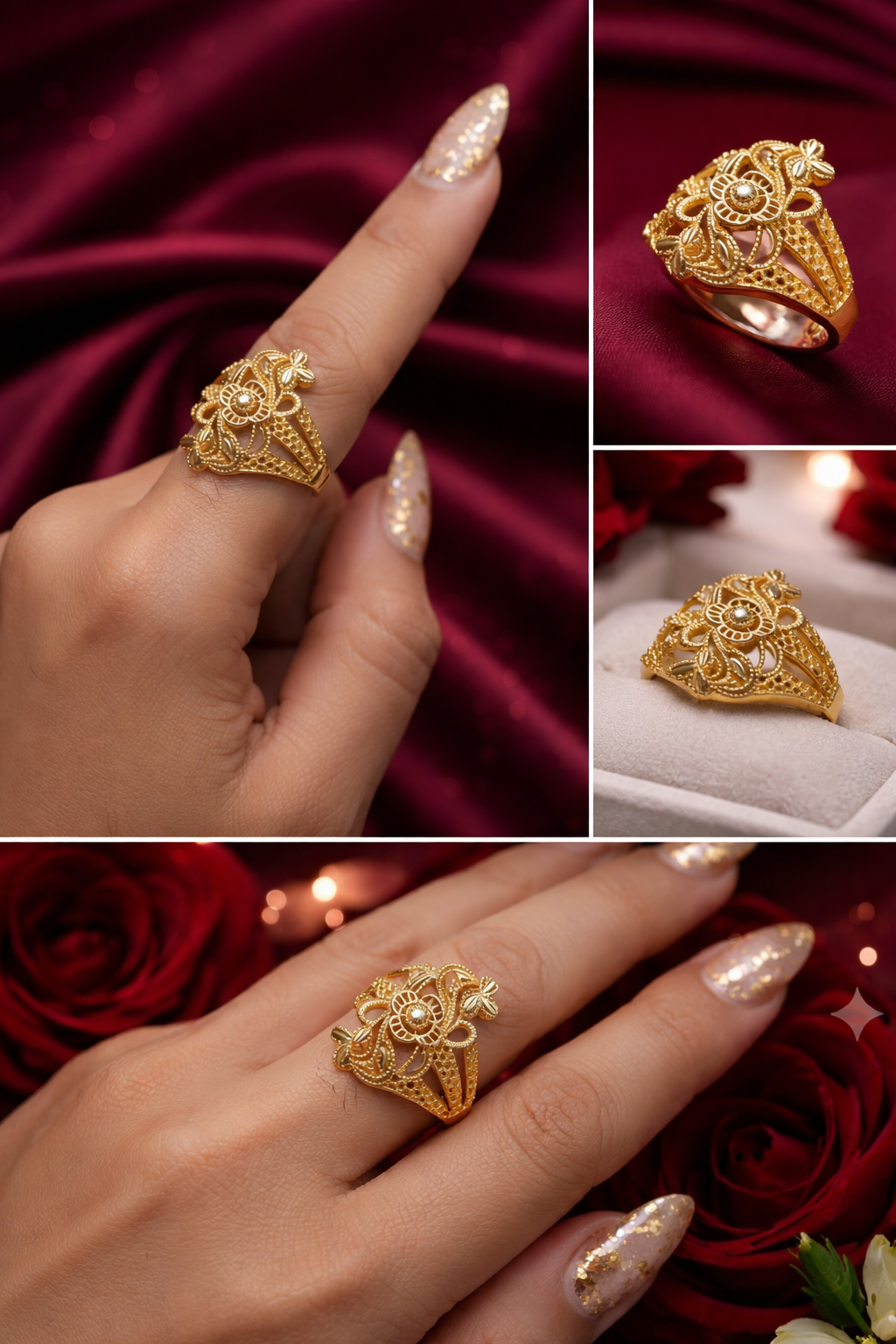 The Golden Bloom Filigree Statement Ring