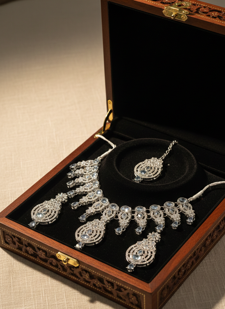 Royal Silver-Plated Crystal Bridal Set