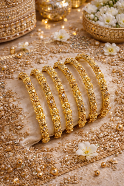 Intricate Filigree Gold Bangle Set