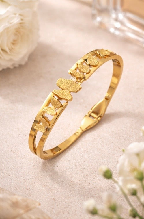 Golden Flutter: Enchanted Butterfly Charm Bangle