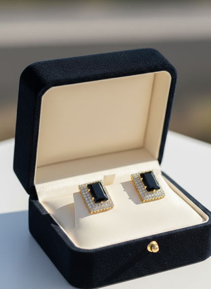Luxury red stone Gold Studd Earrings