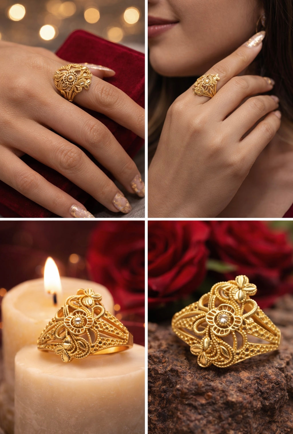 The Golden Bloom Filigree Statement Ring