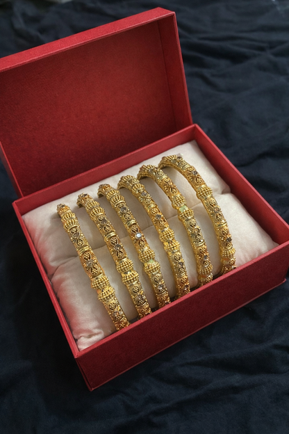 Intricate Filigree Gold Bangle Set