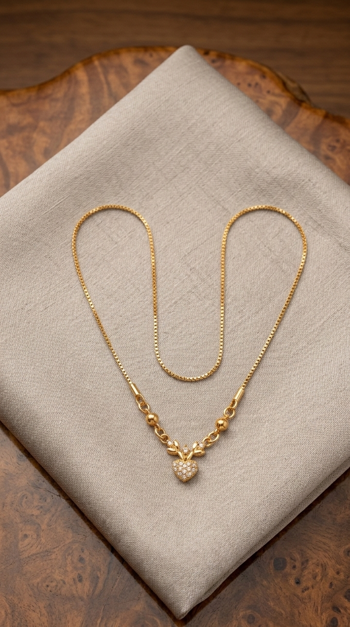 Sophisticated Gold-Tone Heart Necklace with Bead Detailing
