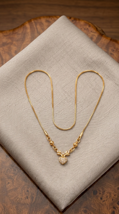 Sophisticated Gold-Tone Heart Necklace with Bead Detailing