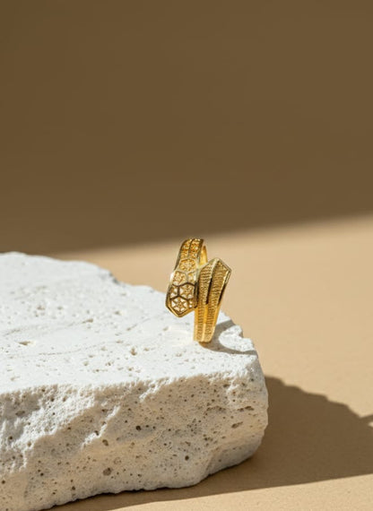 Intricate Textured Gold Wrap Ring - Modern Jewelry Collection
