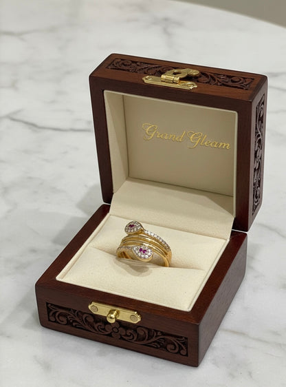 Dual-Headed Serpentine Wrap Ring in 18K Gold Finish