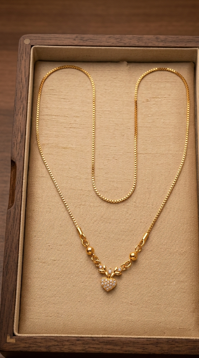 Sophisticated Gold-Tone Heart Necklace with Bead Detailing