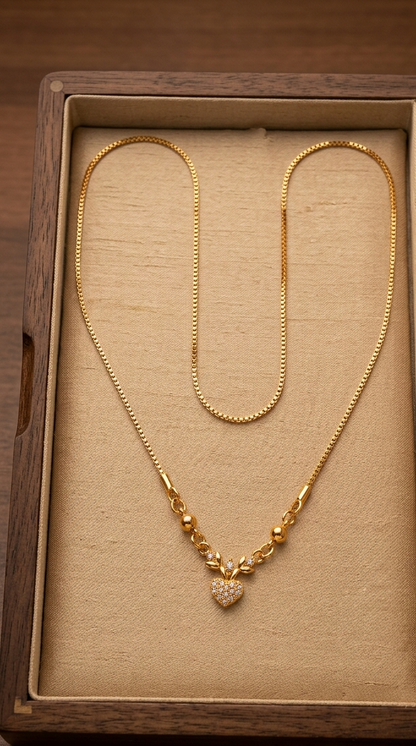 Sophisticated Gold-Tone Heart Necklace with Bead Detailing