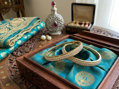 Elegant Silver Diamond-Encrusted Bangle Set