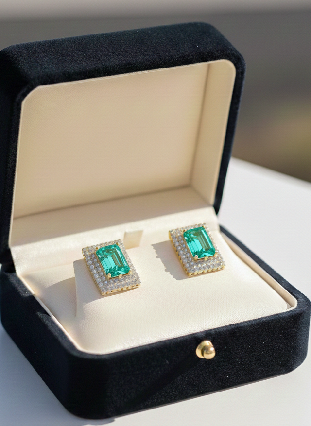 Luxury red stone Gold Studd Earrings