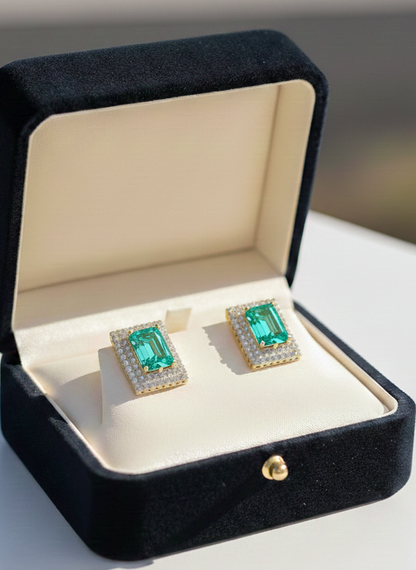 Luxury red stone Gold Studd Earrings
