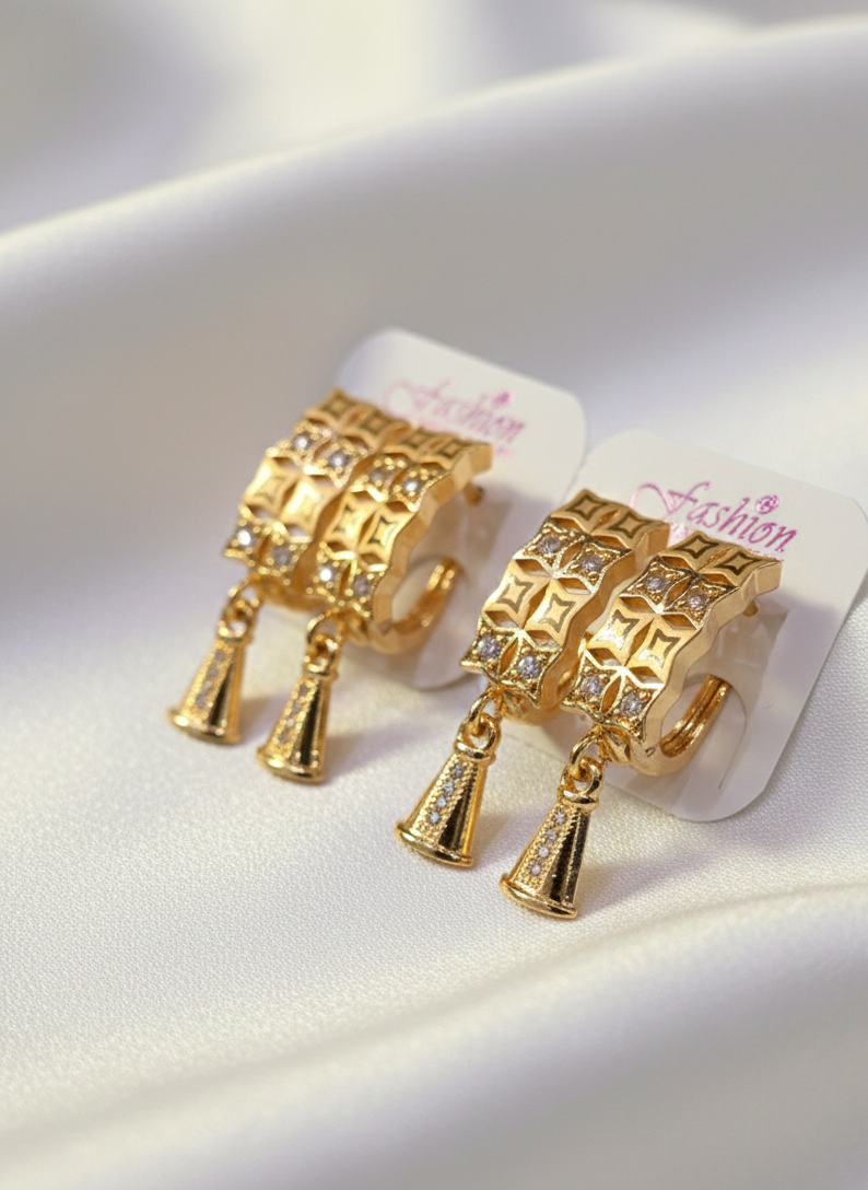 Art Deco-Inspired Geometric Hoop & Tassel Drop Earrings