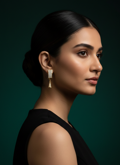 Art Deco Geometric Rectangular & Bell Drop Earrings