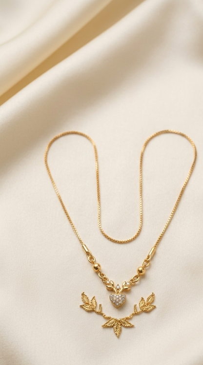 Sophisticated Gold-Tone Heart Necklace with Bead Detailing