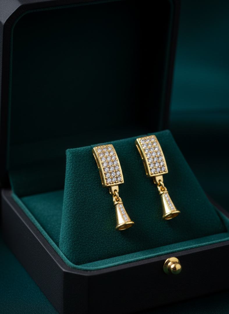 Art Deco Geometric Rectangular & Bell Drop Earrings