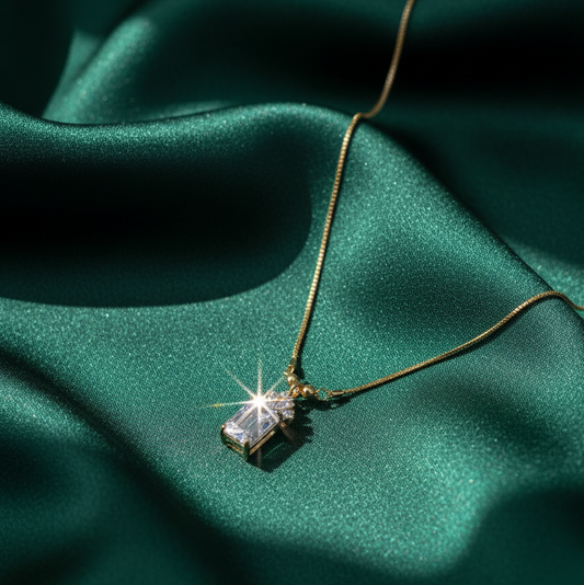 Emerald Cut "Glow" Necklace – Gold Statement Pendant