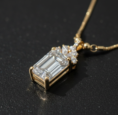 Emerald Cut "Glow" Necklace – Gold Statement Pendant