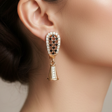 Aurora Rose Gold Lattice Drop Earrings with Crystal Accents