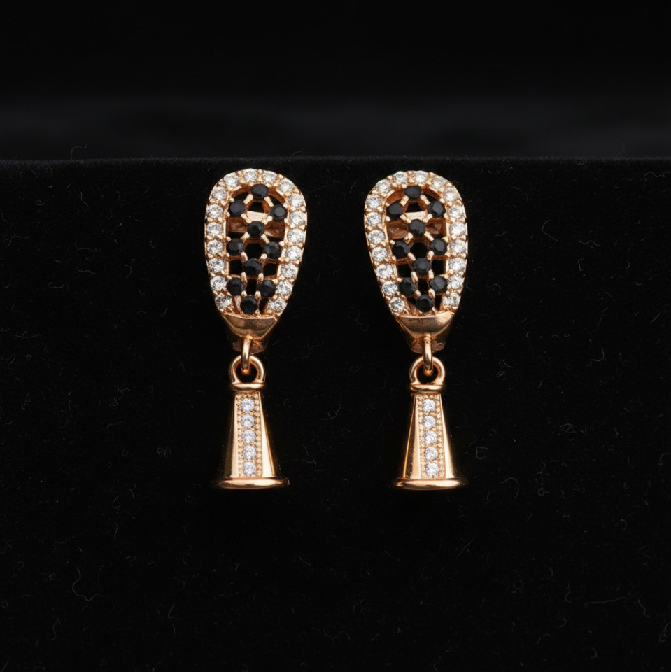 Aurora Rose Gold Lattice Drop Earrings with Crystal Accents