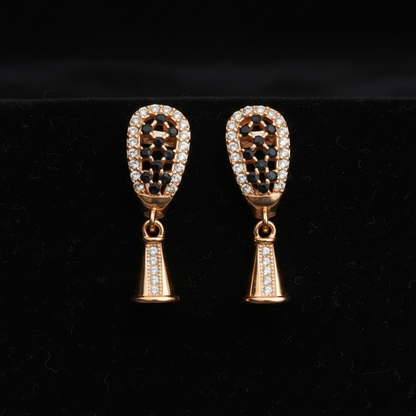 Aurora Rose Gold Lattice Drop Earrings with Crystal Accents