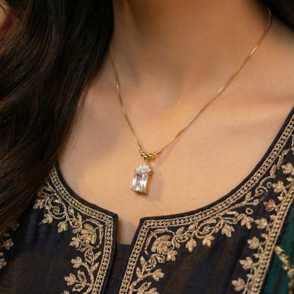 Emerald Cut "Glow" Necklace – Gold Statement Pendant