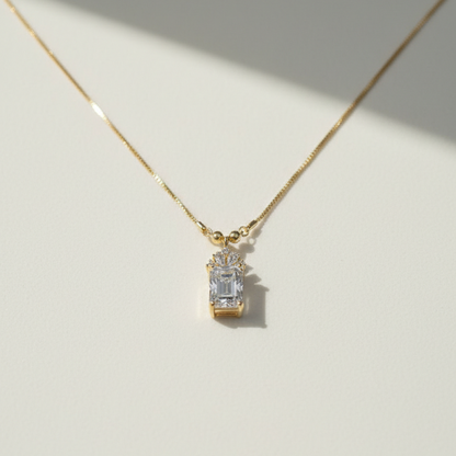 Emerald Cut "Glow" Necklace – Gold Statement Pendant