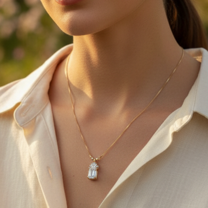 Emerald Cut "Glow" Necklace – Gold Statement Pendant