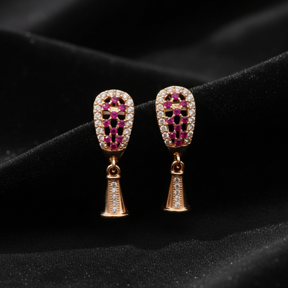Aurora Rose Gold Lattice Drop Earrings with Crystal Accents